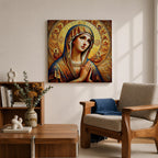 Virgin Mary Wall Art Theotokos Framed Canvas Catholic Byzantine Icon Home Decor
