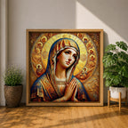 Virgin Mary Wall Art Theotokos Framed Canvas Catholic Byzantine Icon Home Decor