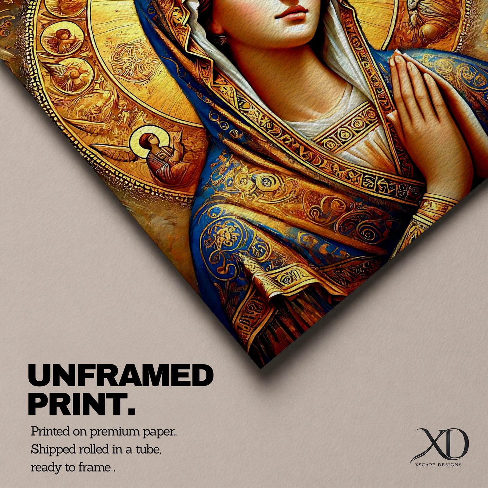 Virgin Mary Wall Art Theotokos Framed Canvas Catholic Byzantine Icon Home Decor