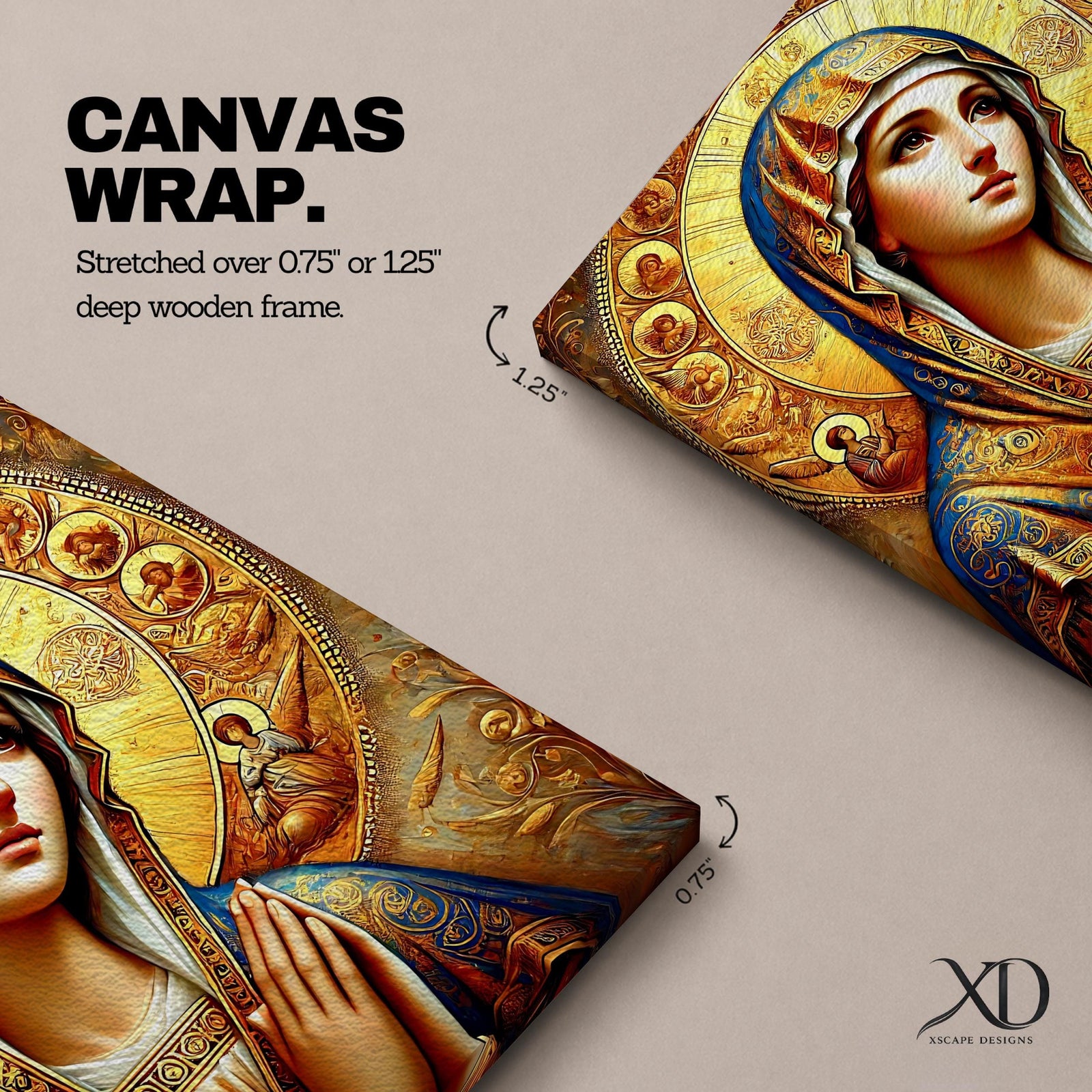 Virgin Mary Wall Art Theotokos Framed Canvas Catholic Byzantine Icon Home Decor