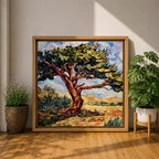 Ancient Tree Wall Art Windswept Cypress Framed Canvas Landscape Botanical Rustic Home Decor