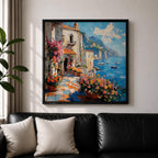 Amalfi Coast Italy Wall Art Mediterranean Seaside Framed Canvas Coastal Landscape Living Room Decor