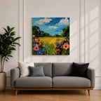 Wildflower Meadow Wall Art Summer Field Landscape Framed Canvas Nature Home Decor