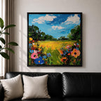 Wildflower Meadow Wall Art Summer Field Landscape Framed Canvas Nature Home Decor