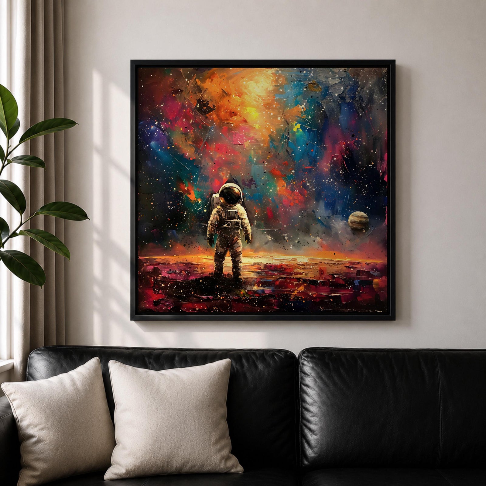 Astronaut Wall Art Cosmic Voyager Framed Canvas Galaxy Abstract Interstellar SciFi Decor