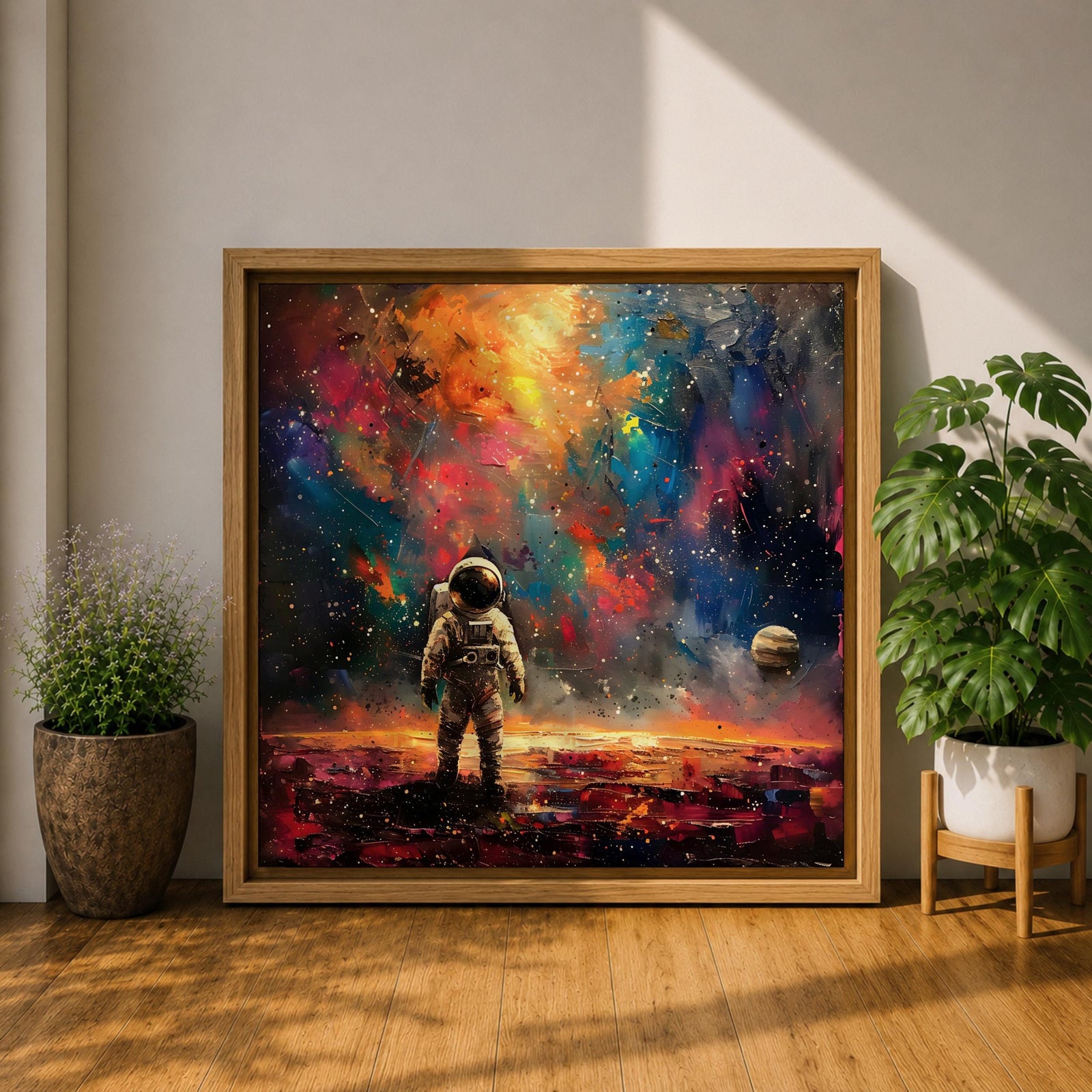 Astronaut Wall Art Cosmic Voyager Framed Canvas Galaxy Abstract Interstellar SciFi Decor