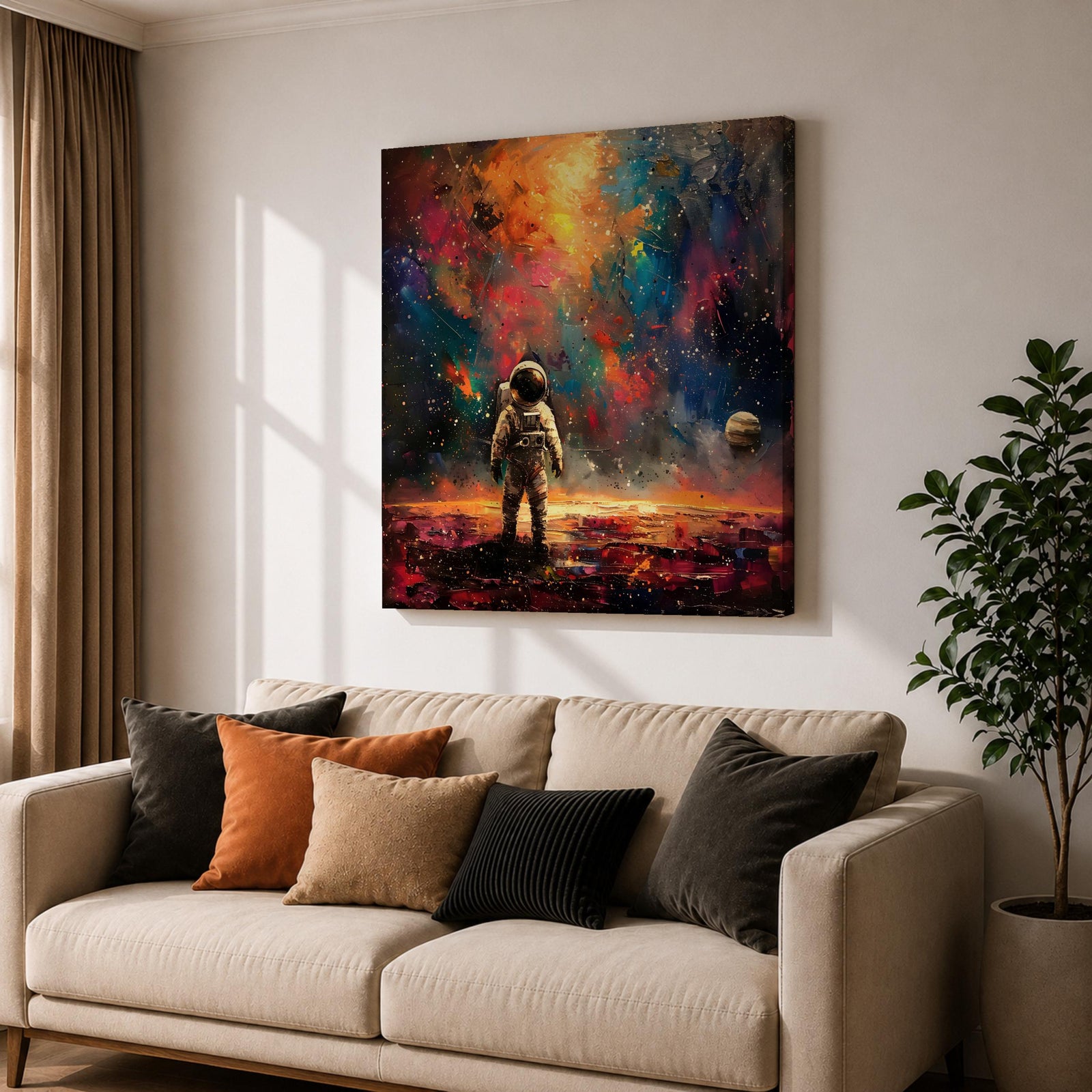 Astronaut Wall Art Cosmic Voyager Framed Canvas Galaxy Abstract Interstellar SciFi Decor