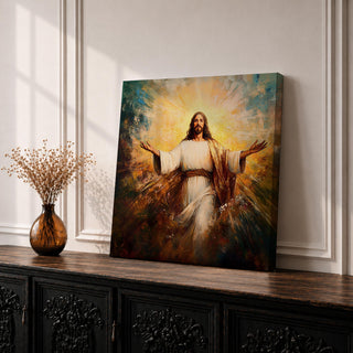 Jesus Resurrection Wall Art Risen Christ Framed Canvas Biblical Christian Home Decor