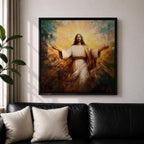 Jesus Resurrection Wall Art Risen Christ Framed Canvas Biblical Christian Home Decor