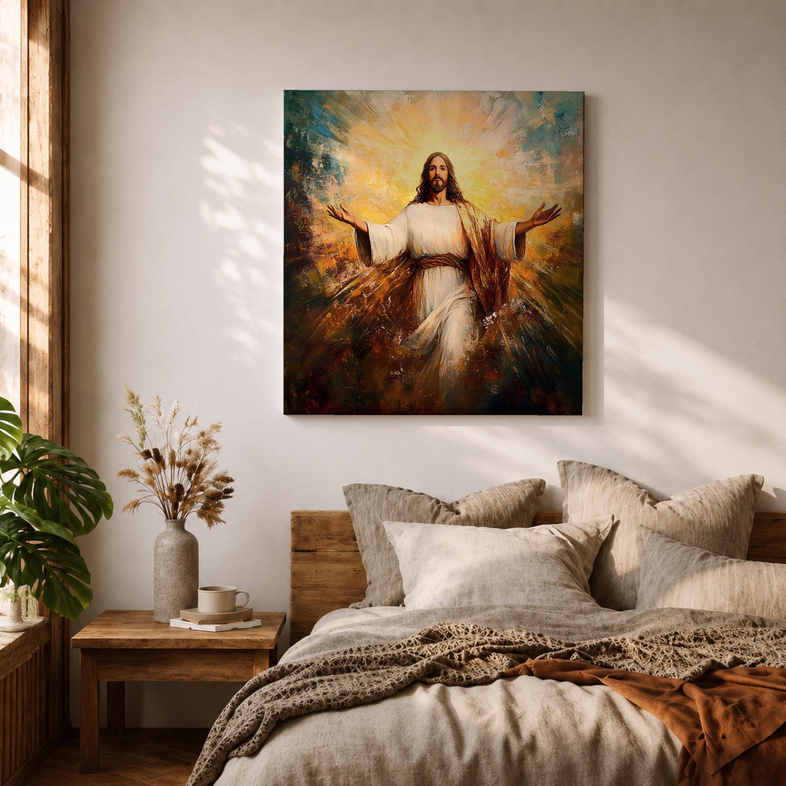 Jesus Resurrection Wall Art Risen Christ Framed Canvas Biblical Christian Home Decor