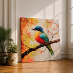 Songbird Wall Art Tropical Bird Framed Canvas Wildlife Impasto Botanical Home Decor
