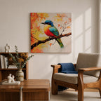 Songbird Wall Art Tropical Bird Framed Canvas Wildlife Impasto Botanical Home Decor