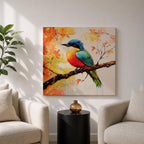 Songbird Wall Art Tropical Bird Framed Canvas Wildlife Impasto Botanical Home Decor