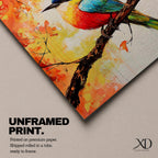 Songbird Wall Art Tropical Bird Framed Canvas Wildlife Impasto Botanical Home Decor