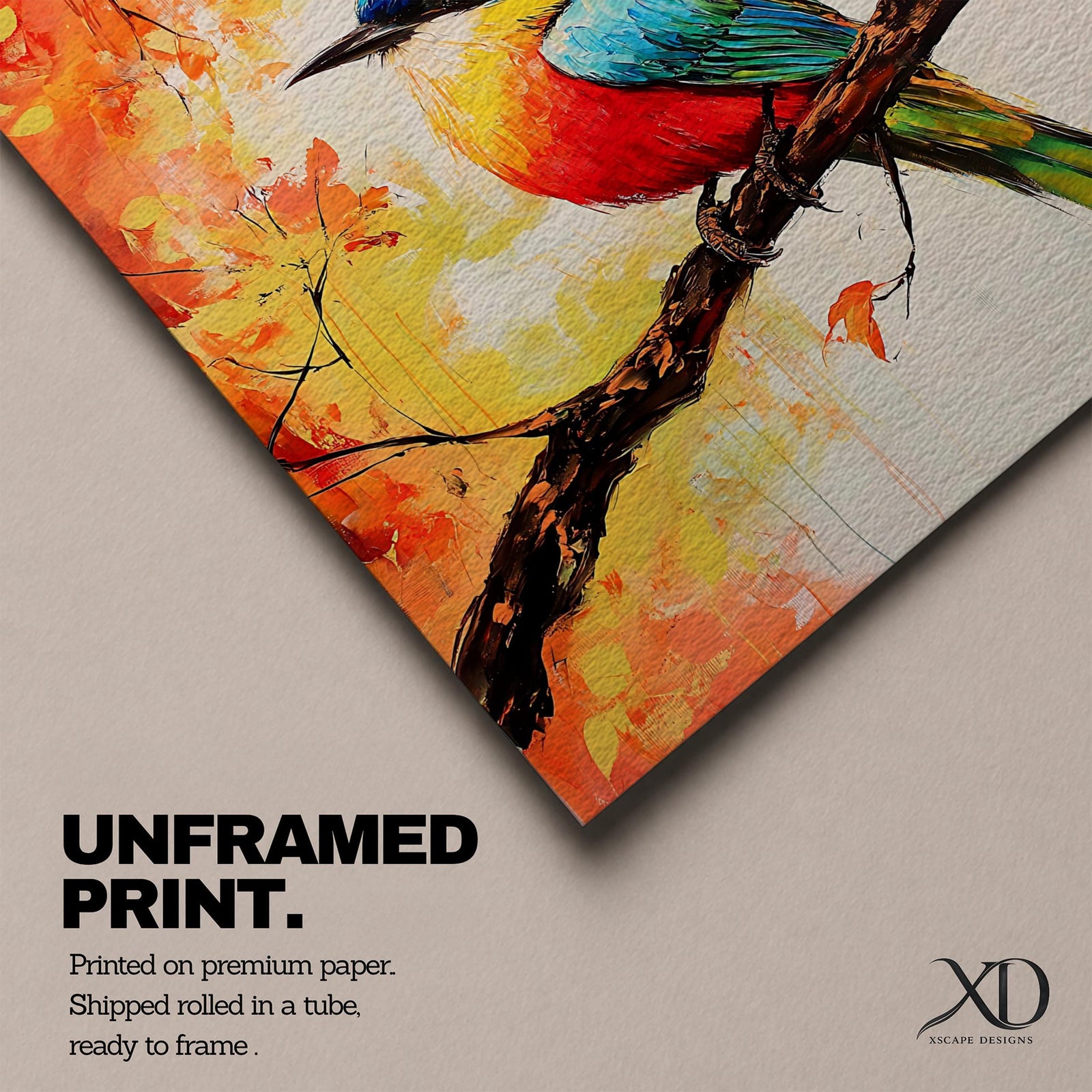 Songbird Wall Art Tropical Bird Framed Canvas Wildlife Impasto Botanical Home Decor