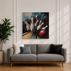 Bowling Pins Wall Art Strike Moment Framed Canvas Alley Abstract Sports Game Room Decor
