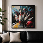 Bowling Pins Wall Art Strike Moment Framed Canvas Alley Abstract Sports Game Room Decor