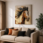 Horse Wall Art Wild Stallion Framed Canvas Farmhouse Rustic Western Equestrian Decor