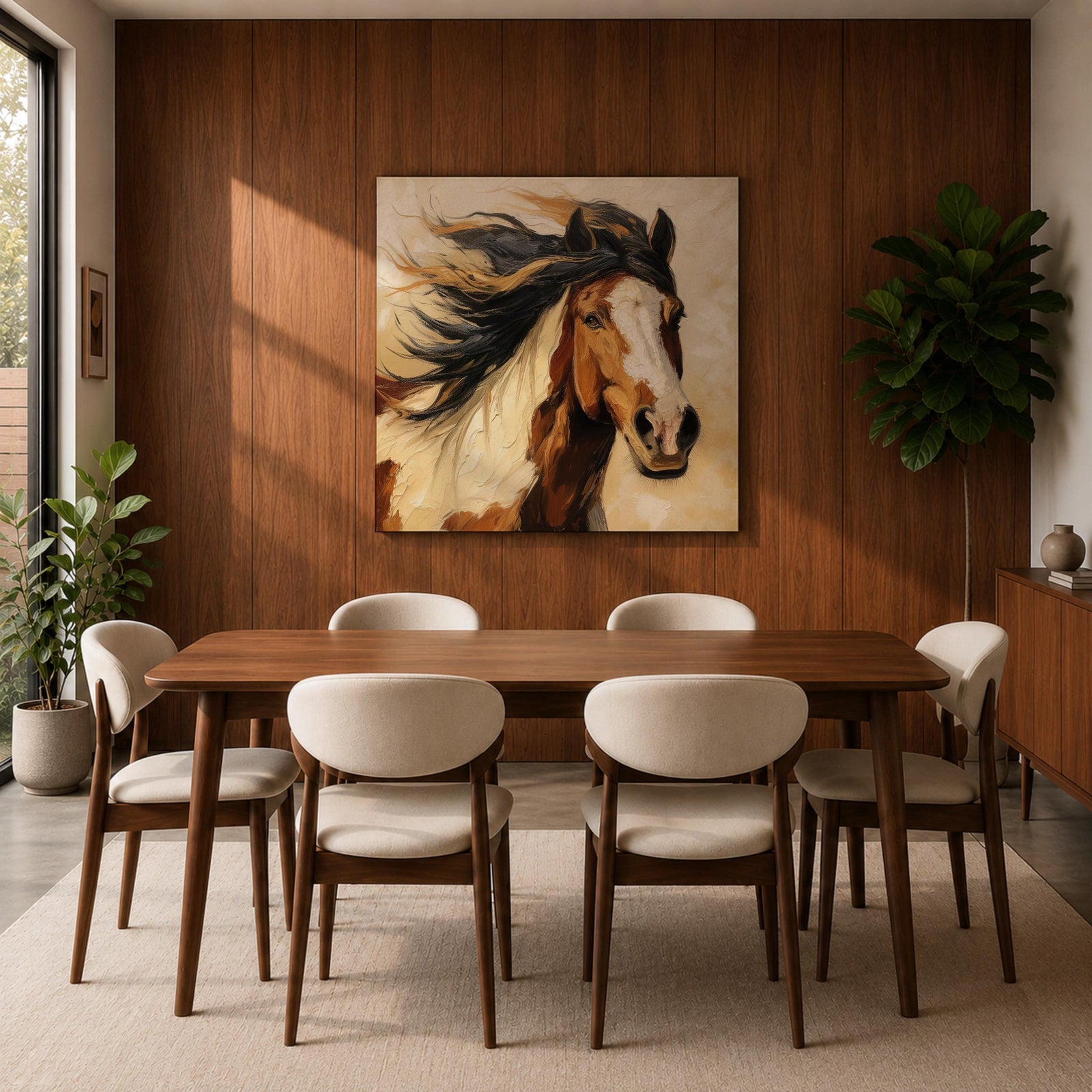 Horse Wall Art Wild Stallion Framed Canvas Farmhouse Rustic Western Equestrian Decor