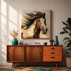 Horse Wall Art Wild Stallion Framed Canvas Farmhouse Rustic Western Equestrian Decor