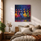 African Dance Wall Art Tribal Rhythm Framed Canvas Traditional Culture Impasto Ethnic Decor