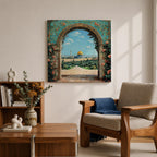 Dome of the Rock Wall Art Arch View Framed Canvas Qubbat Sakhra Islamic Decor