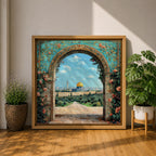 Dome of the Rock Wall Art Arch View Framed Canvas Qubbat Sakhra Islamic Decor
