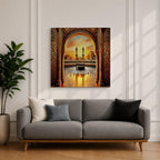 Kaaba Wall Art Golden Arch Framed Canvas Masjid al Haram Arabic Islamic Mecca Decor
