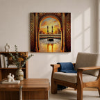 Kaaba Wall Art Golden Arch Framed Canvas Masjid al Haram Arabic Islamic Mecca Decor