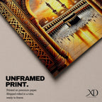 Kaaba Wall Art Golden Arch Framed Canvas Masjid al Haram Arabic Islamic Mecca Decor