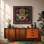 Hamsa Hand Wall Art Evil Eye Framed Canvas Khamsa Persian Boho Protection Home Decor