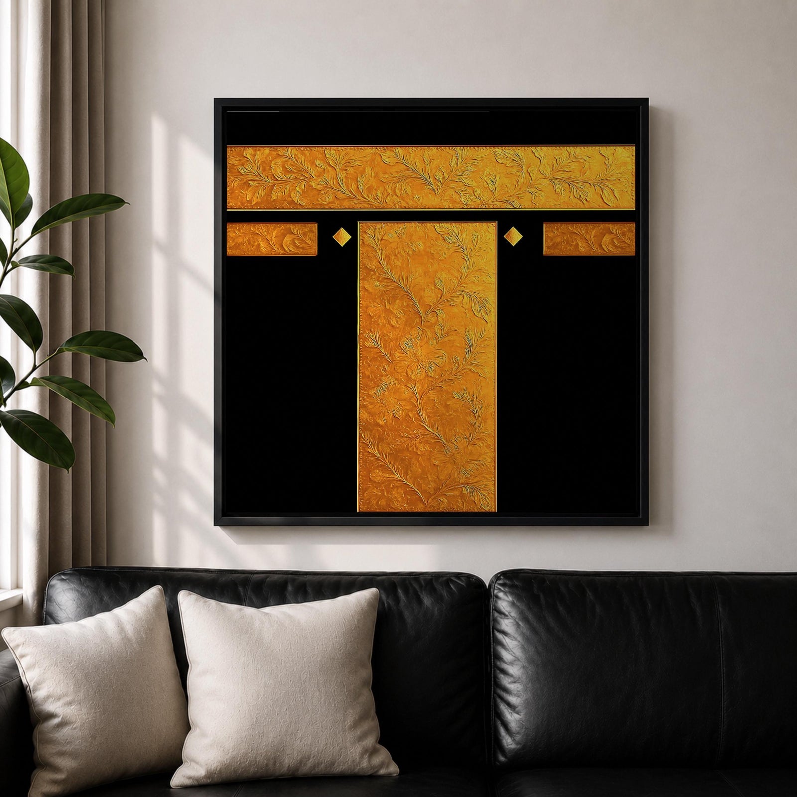 Kaaba Wall Art Masjid Haram Framed Canvas Mecca Prayer Room Islamic Home Decor
