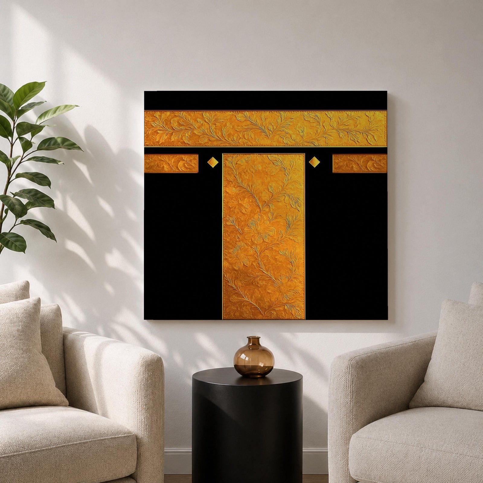 Kaaba Wall Art Masjid Haram Framed Canvas Mecca Prayer Room Islamic Home Decor