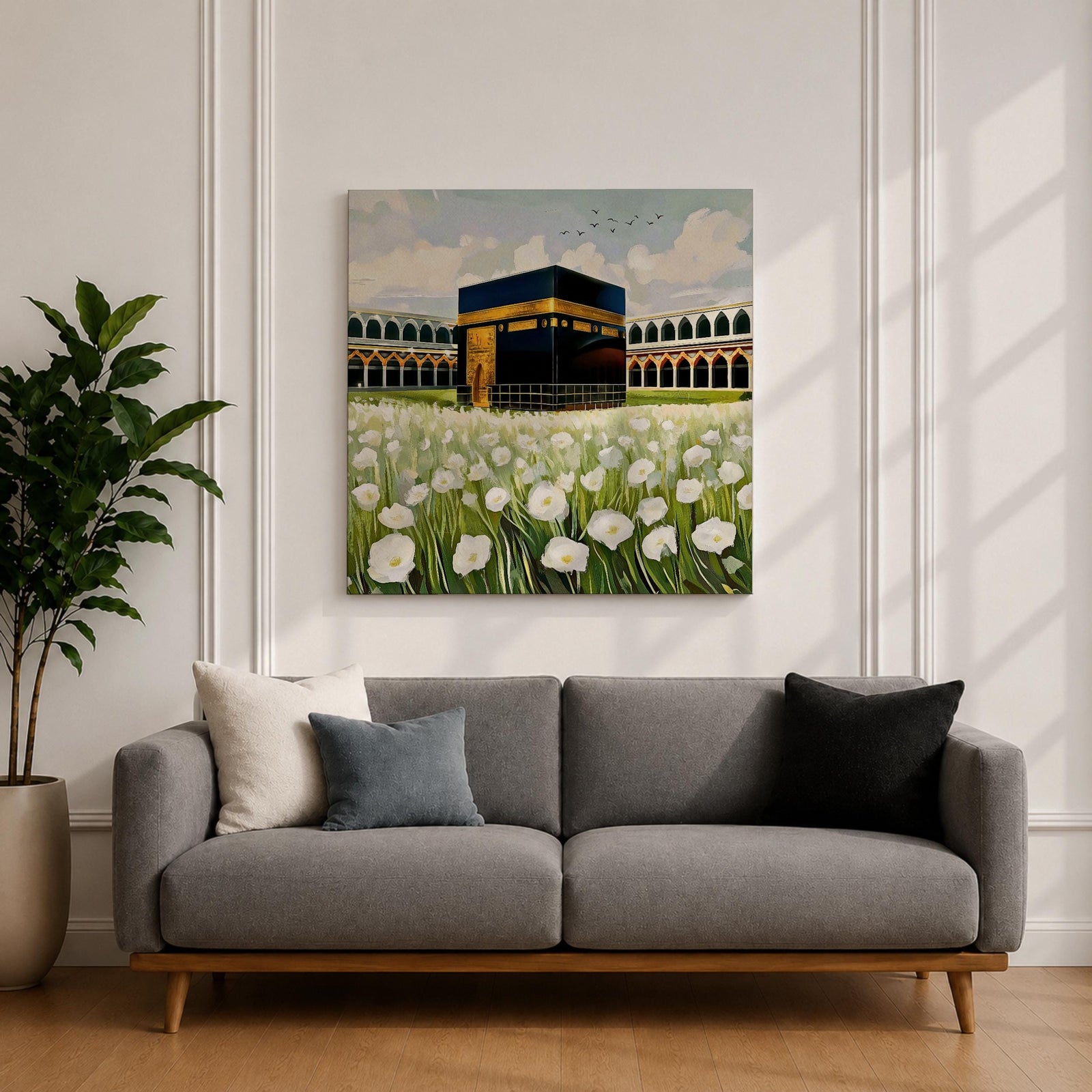Kaaba Wall Art Masjid al Haram Framed Canvas Mecca Islamic Prayer Room Home Decor