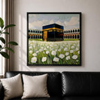 Kaaba Wall Art Masjid al Haram Framed Canvas Mecca Islamic Prayer Room Home Decor