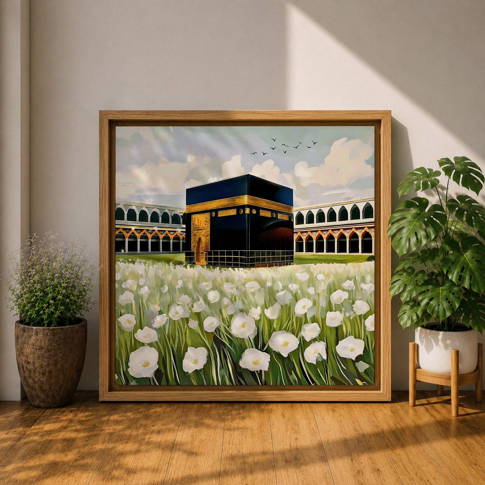 Kaaba Wall Art Masjid al Haram Framed Canvas Mecca Islamic Prayer Room Home Decor