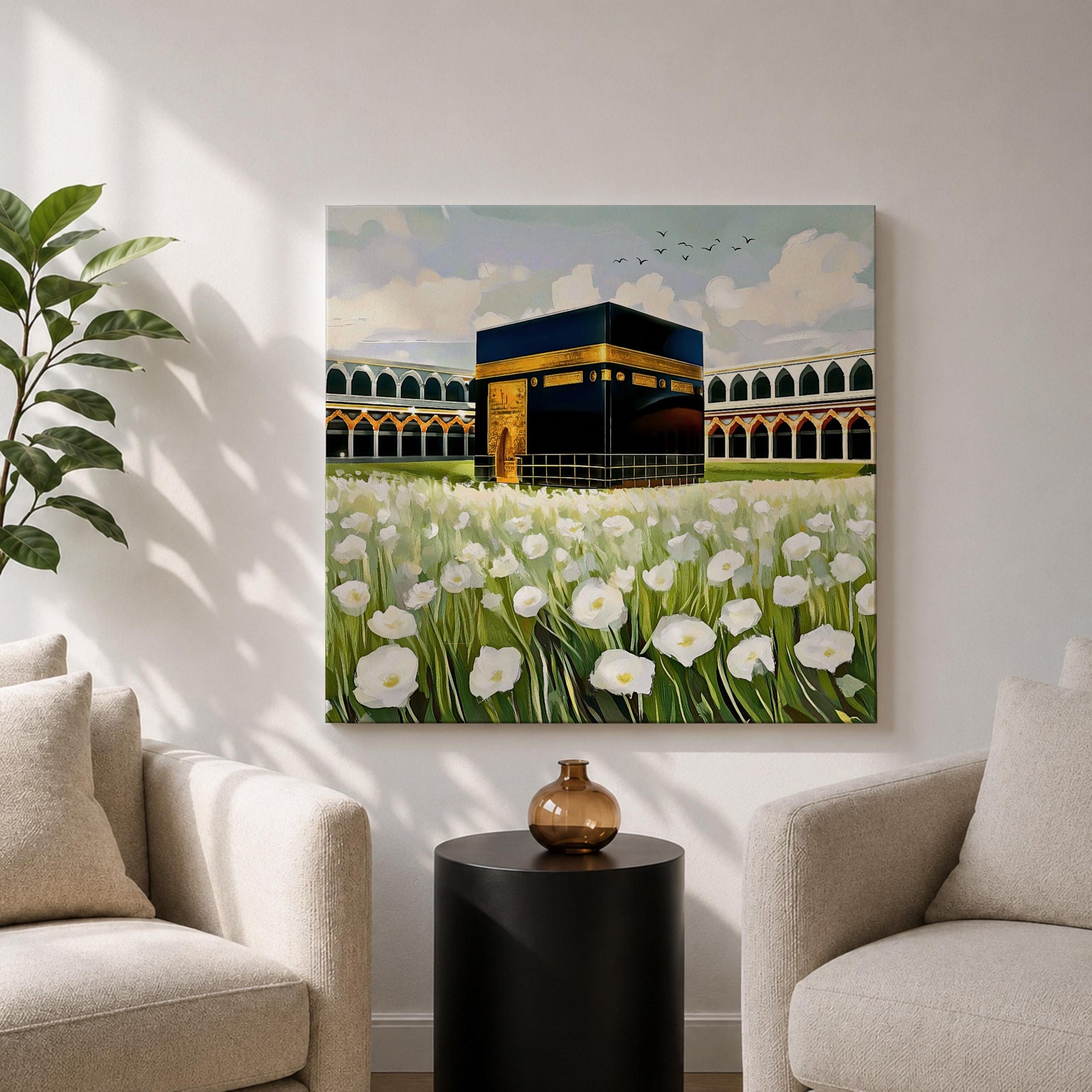 Kaaba Wall Art Masjid al Haram Framed Canvas Mecca Islamic Prayer Room Home Decor