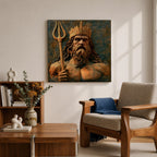 Poseidon Wall Art Greek Sea God Framed Canvas Greek Mythology Ocean Coastal Home Decor