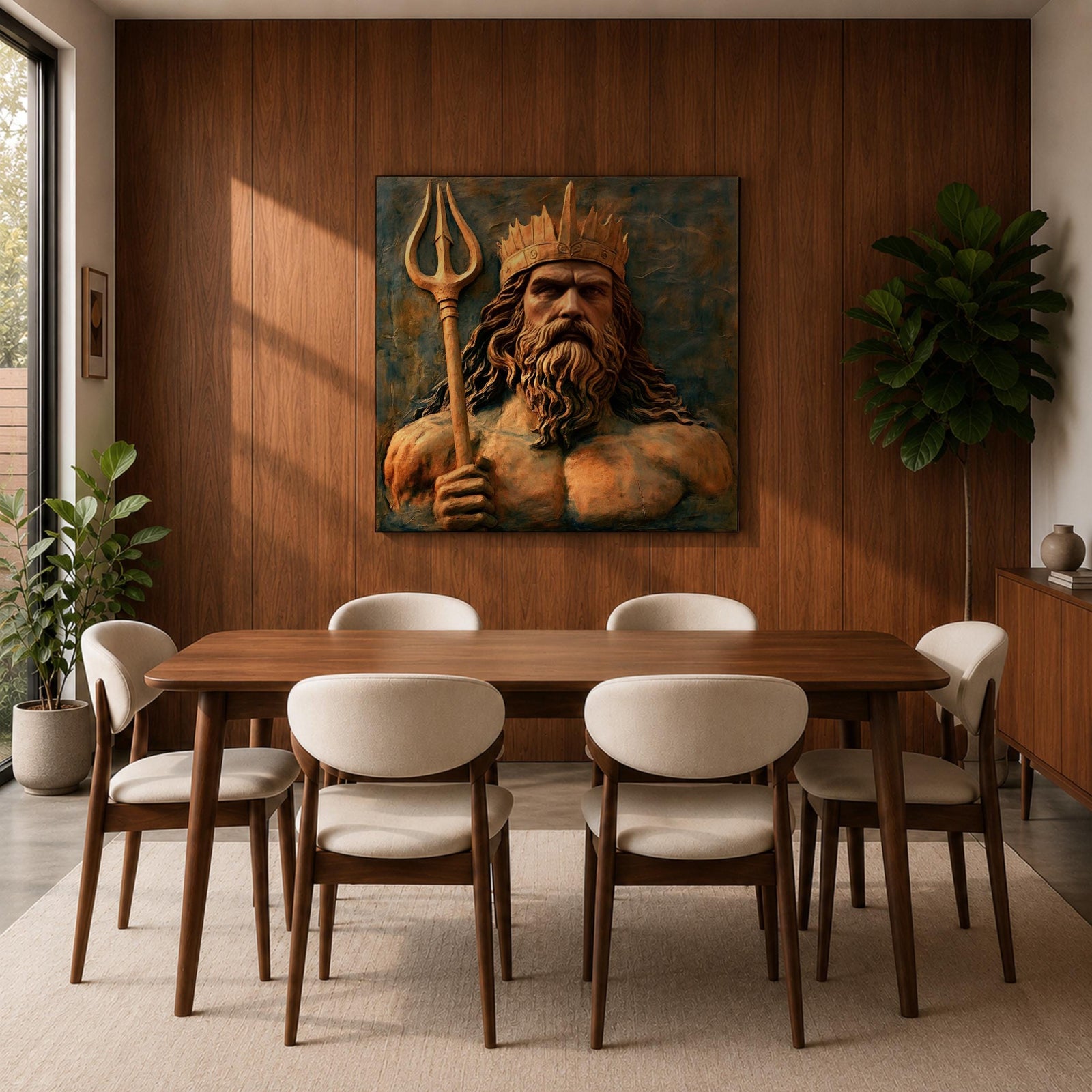 Poseidon Wall Art Greek Sea God Framed Canvas Greek Mythology Ocean Coastal Home Decor