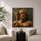Poseidon Wall Art Greek Sea God Framed Canvas Greek Mythology Ocean Coastal Home Decor