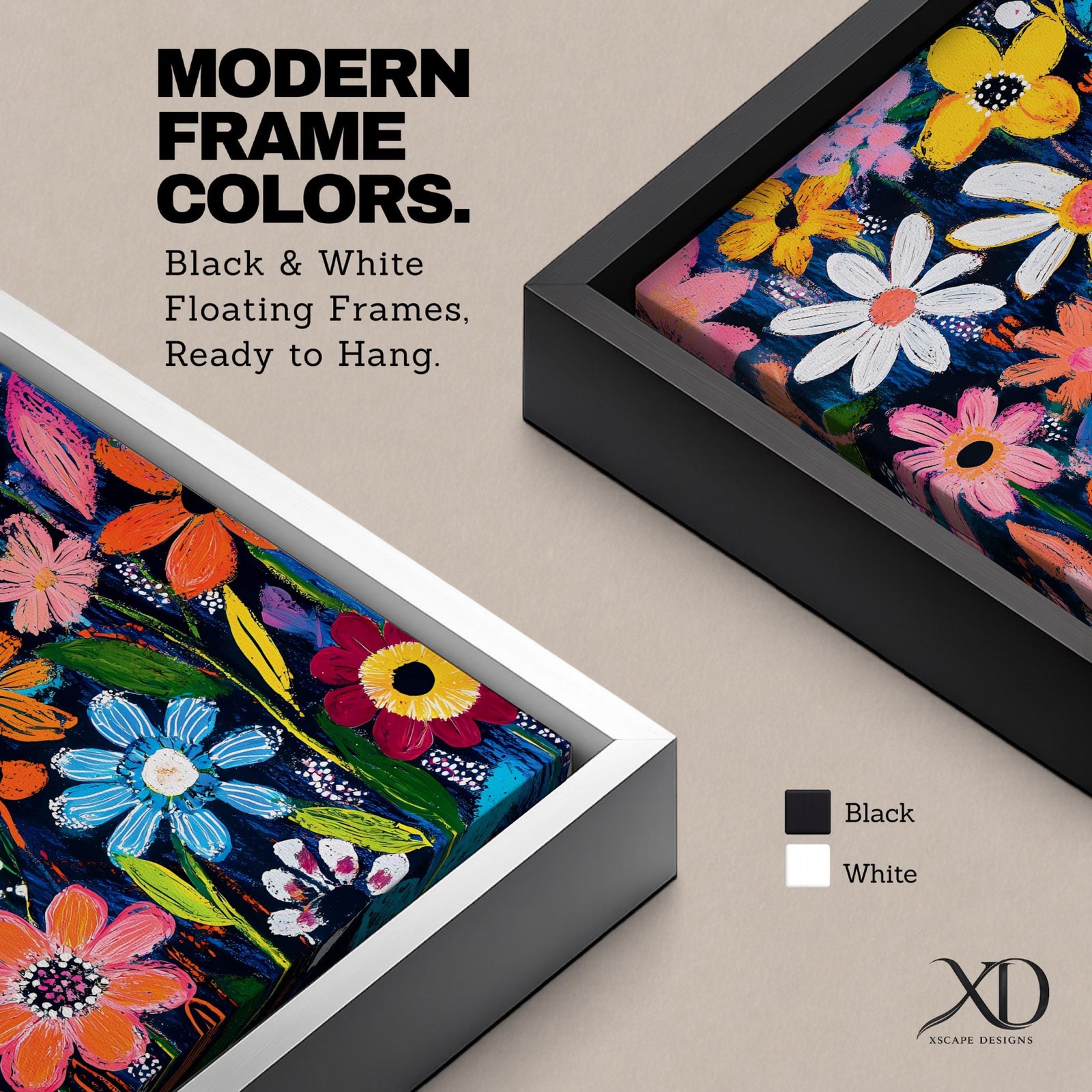 Colorful Floral Wall Art Botanical Flowers Framed Canvas Modern Garden Home Decor