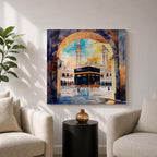 Kaaba Wall Art Masjid al Haram Framed Canvas Mecca Watercolor Islamic Home Decor