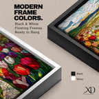 Tulip Field Wall Art Flower Garden Framed Canvas Stained Glass Landscape Botanical Home Decor