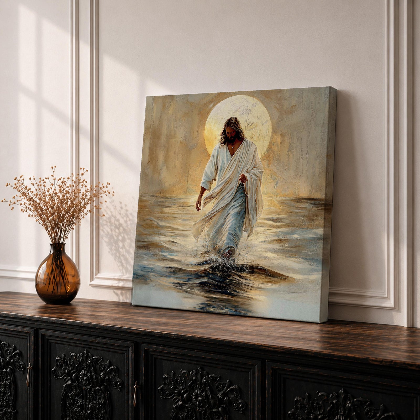 Jesus Walking on Water Wall Art Christian Biblical Gift Living Room Home Decor