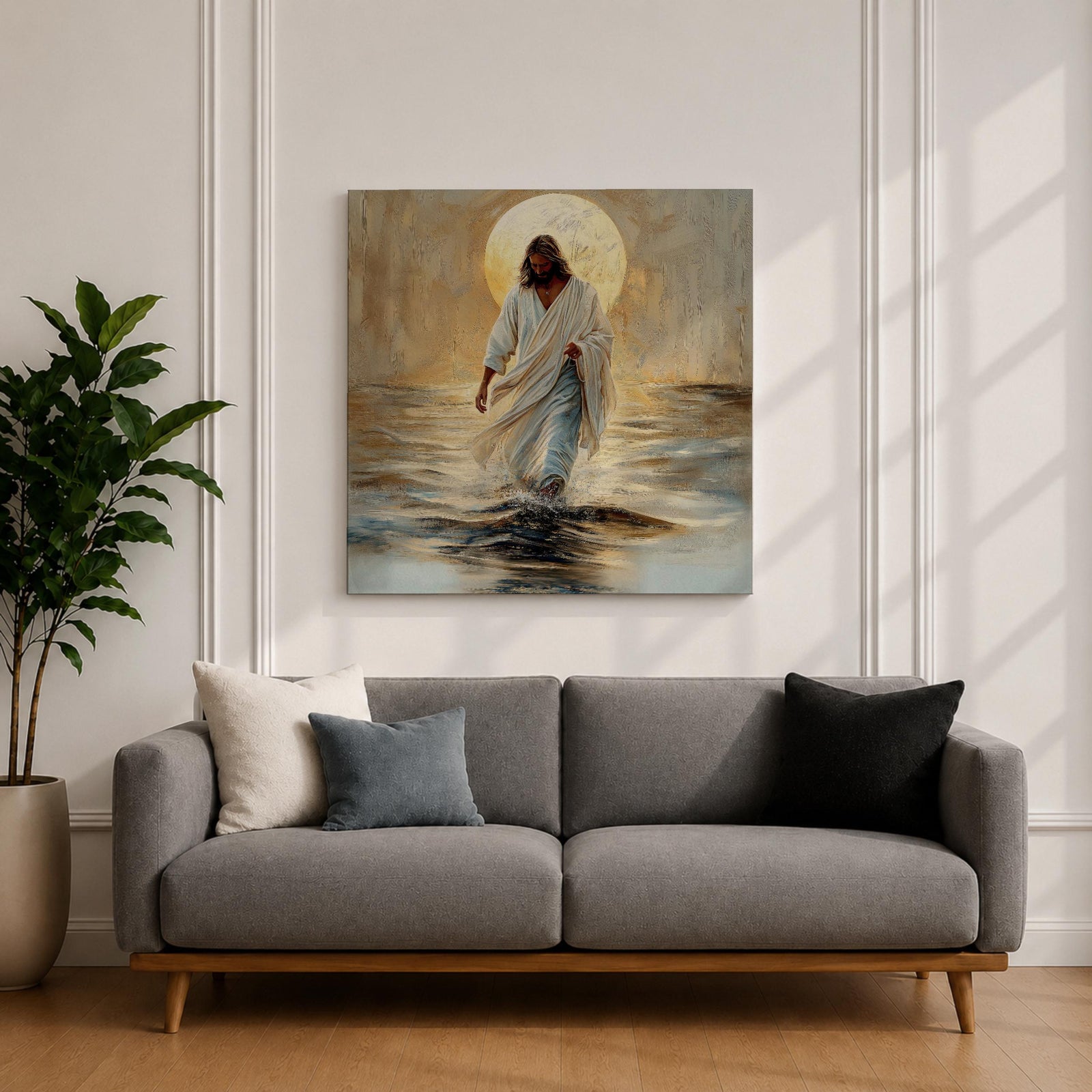 Jesus Walking on Water Wall Art Christian Biblical Gift Living Room Home Decor
