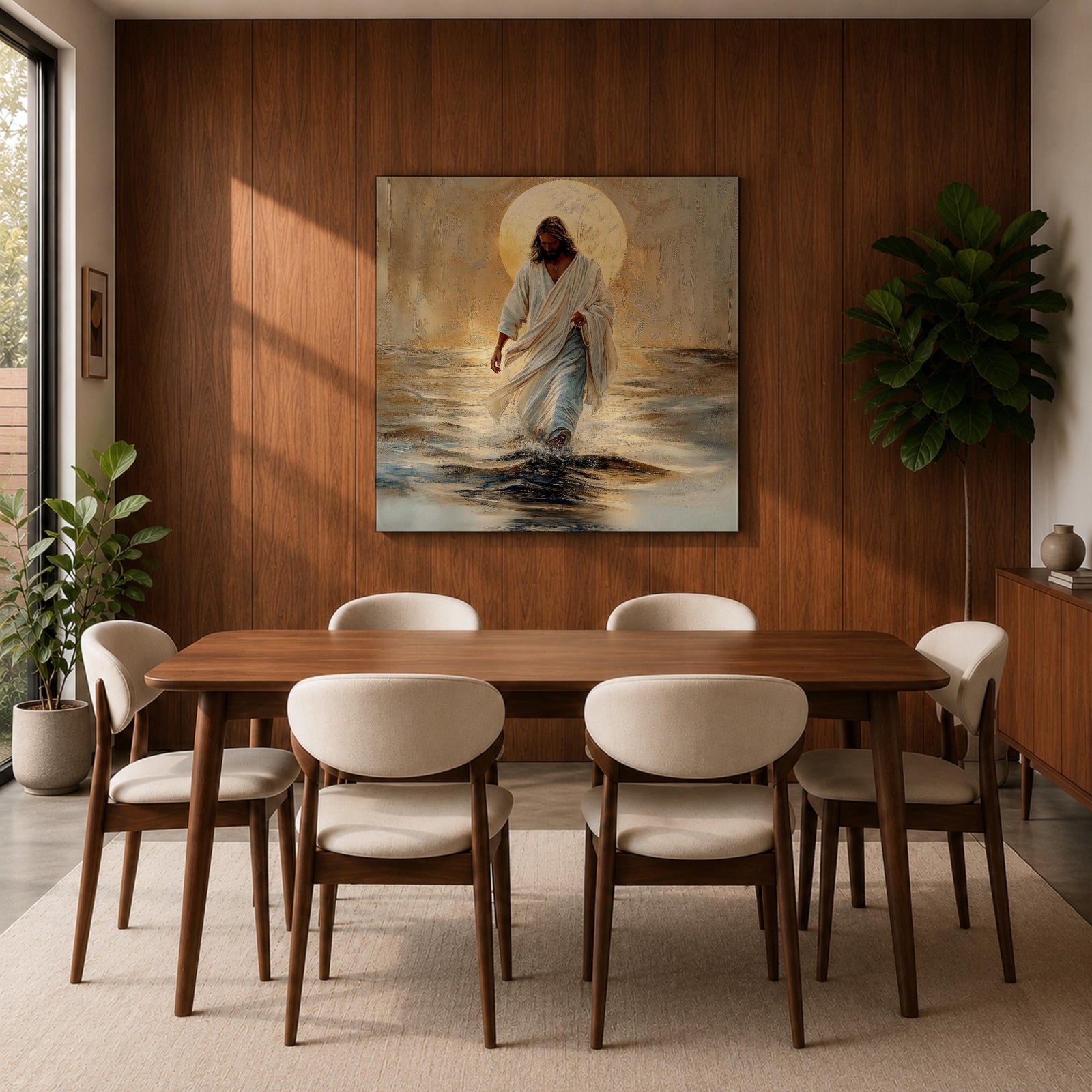Jesus Walking on Water Wall Art Christian Biblical Gift Living Room Home Decor