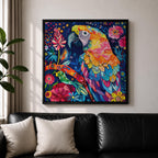Parrot Wall Art Tropical Bird Macaw Framed Canvas Exotic Jungle Wildlife Animal Home Decor