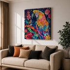 Parrot Wall Art Tropical Bird Macaw Framed Canvas Exotic Jungle Wildlife Animal Home Decor