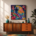 Parrot Wall Art Tropical Bird Macaw Framed Canvas Exotic Jungle Wildlife Animal Home Decor