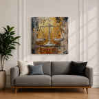 Justice Scales Wall Art Balance Scale Framed Canvas Legal Impasto Law Office Home Decor